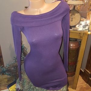 ❤️ Bebe fold over sweater dress S purple